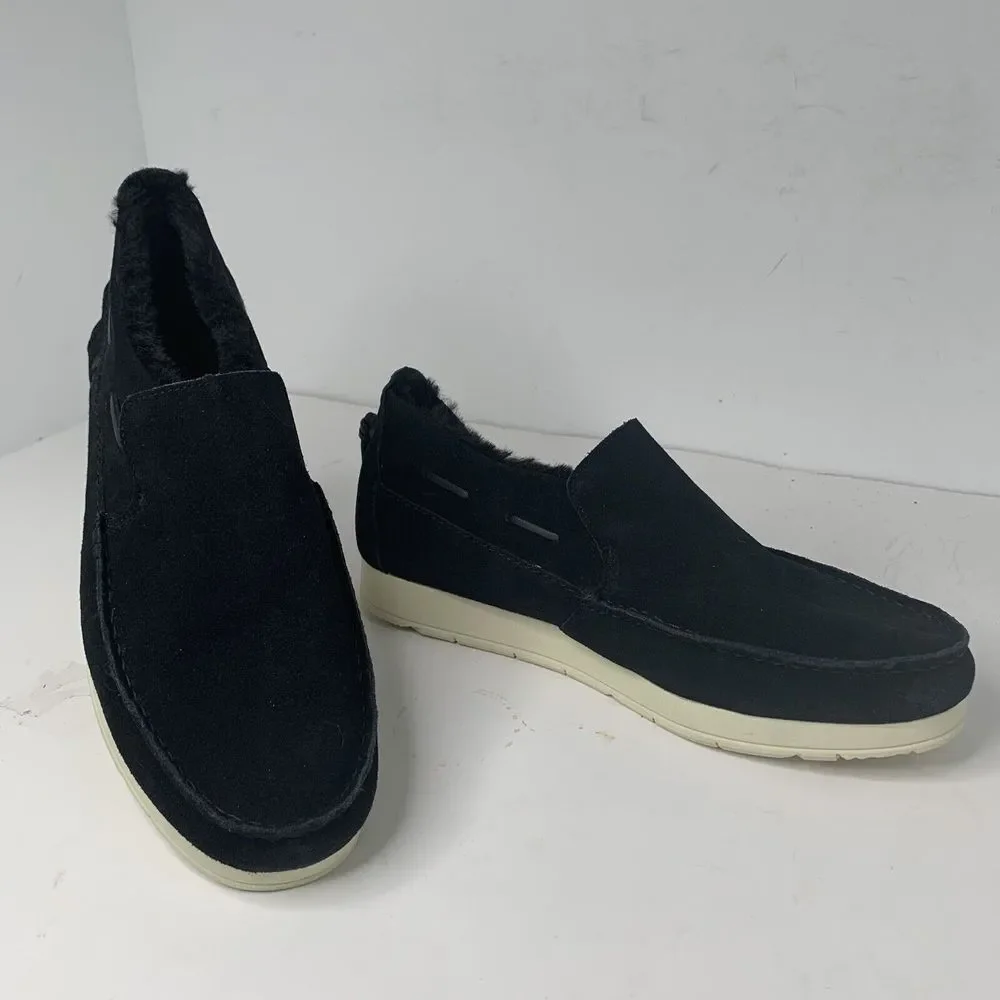 Sperry Mens Size 11.5 Moc  Sider Black Suede Microfleece Lined Slip On Shoes New